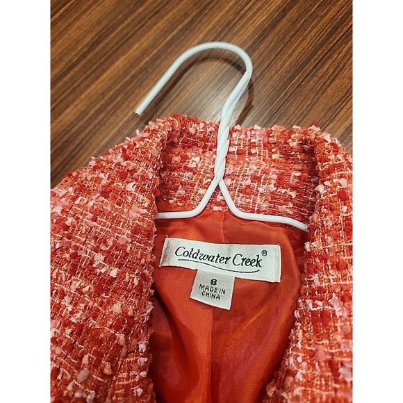 Coldwater Creek Women s Orange Tweed Textured Blazer‎ Jacket size 8 - Picture 8 of 9